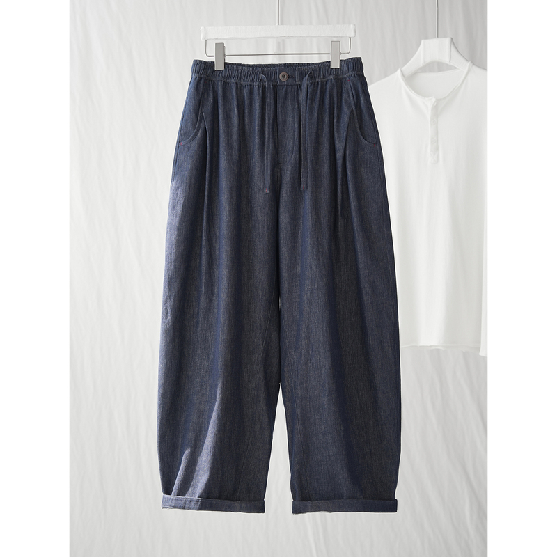 Ma·Fu Artisan Craft Autumn Cotton and Linen Yarn-Dyed Denim Loose Straight Casual Pants Men's Long Pants Ma·Fu Artisan Craft Autumn Cotton and Linen Yarn-Dyed Denim Loose Straight Casual Pants Men's Long Pants