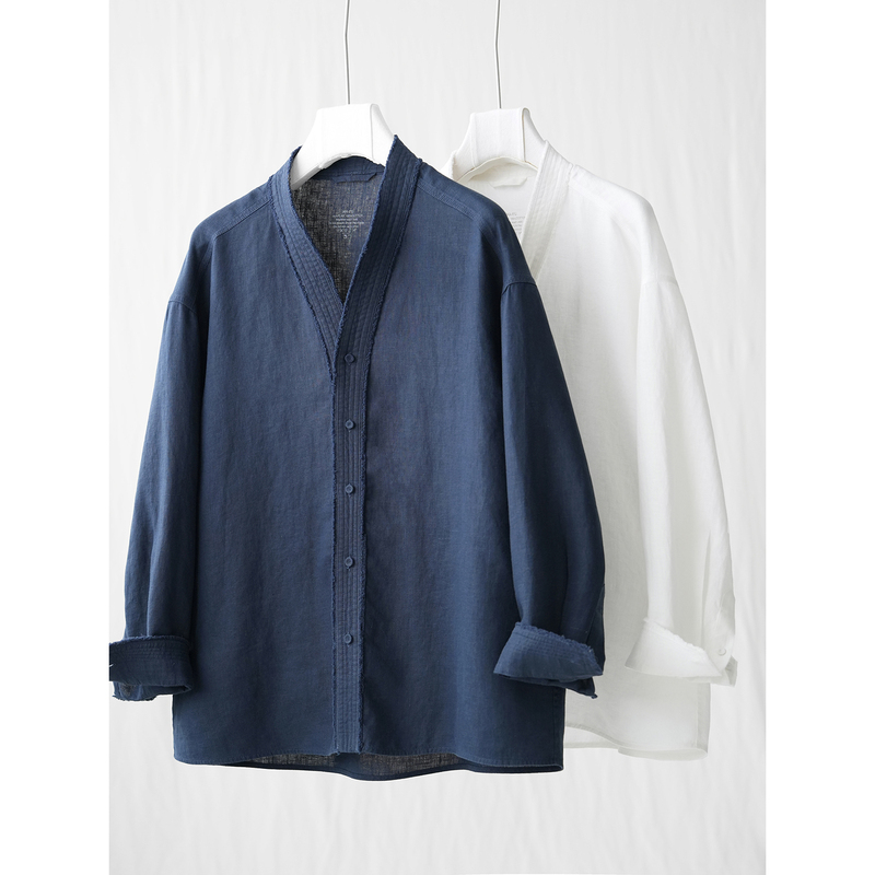 Ma·Fu Design-Inspired Vintage Linen Robe-Style Shirt, Summer Clean-Cut Philosophical Craftsmanship Top