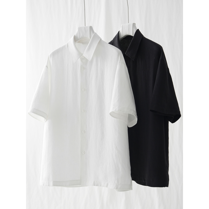 Ma·Fu Lightweight High-Quality Hemp Lapel Short-Sleeve Shirt, Summer Quick-Drying Breathable Elegant Top