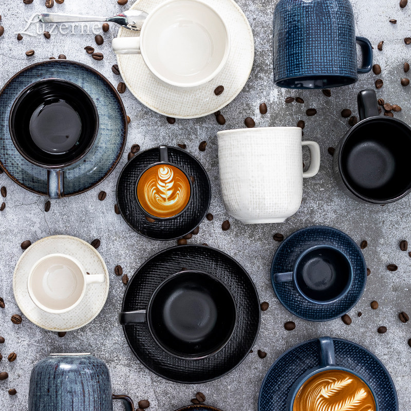 Luzerne Luzerne Ceramic European Light Luxe Color Retro Fengyu High Quality New Bone Ceramic Cup Disc