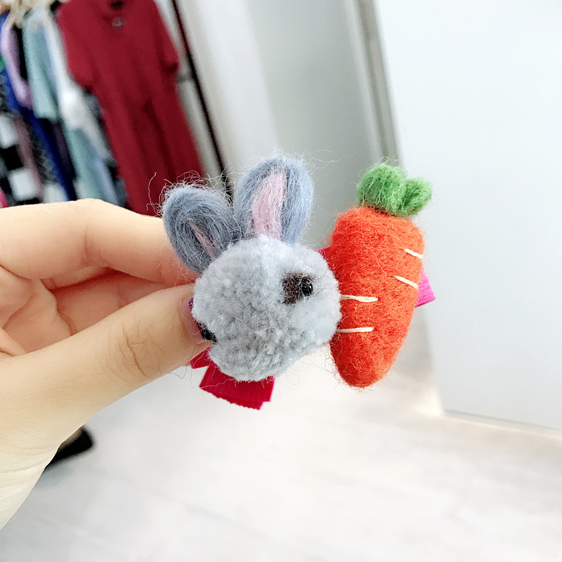 Mũ len dễ thương của Nhật Bản và Hàn Quốc làm bằng tay len cảm thấy dây tóc dày màu cao su ban nhạc thỏ không làm tổn thương tóc bóng đầu dây phụ kiện tóc - Phụ kiện tóc kẹp tóc nơ