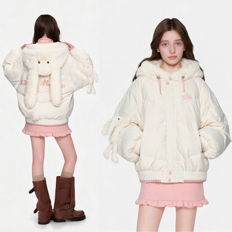 Ldyy Winter White Duck down Sweet and Cute down Jacket for Women, Winter Thickened Loose down Coat for Petite Women Ldyy Winter White Duck down Sweet and Cute down Jacket for Women, Winter Thickened Loose down Coat for Petite Women