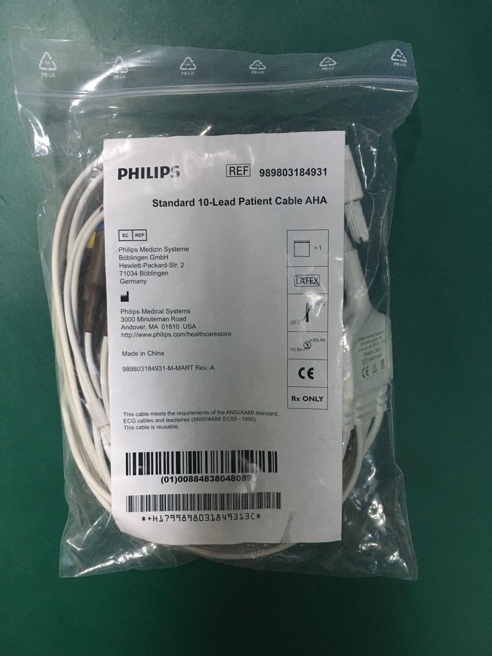 适用于Philips飞利浦TC10心电图机全新美标导联线