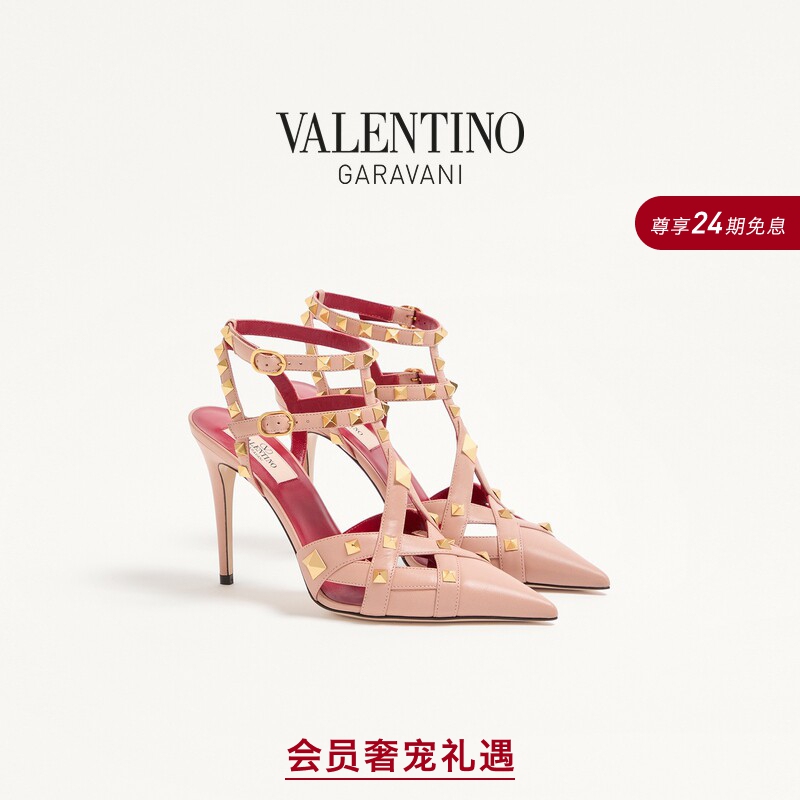 [24 Installments with No Interest] Valentino Women's Studdy Lace-Up High Heels [Gift]