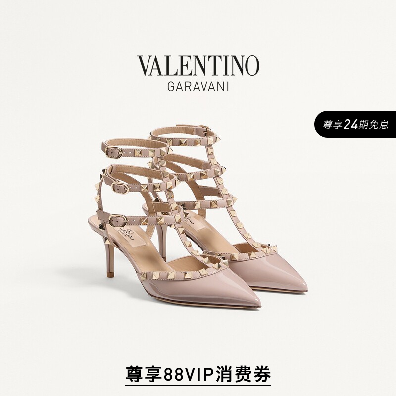 [24 Installments with No Interest] Valentino Women's Rockstud Studded High-Heeled Sandals Wedding Shoes