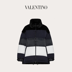 Пуховик мужской 【季末折扣】valentino/华伦天奴 男士 黑色混合布料拼接羽绒服