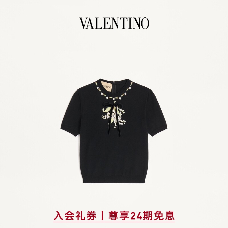 [24 Installments with No Interest] Valentino Women's Embroidered Wool Knit Sweater [Gift]