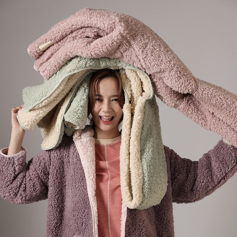Coral fleece pajamas women's autumn winter tops single piece winter flannel thick plush housewear women's coat can be worn outside