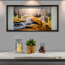 Hunan Chuanli pure handmade silk Hunan embroidery large full full embroidered birch forest landscape landscape painting scroll can be framed