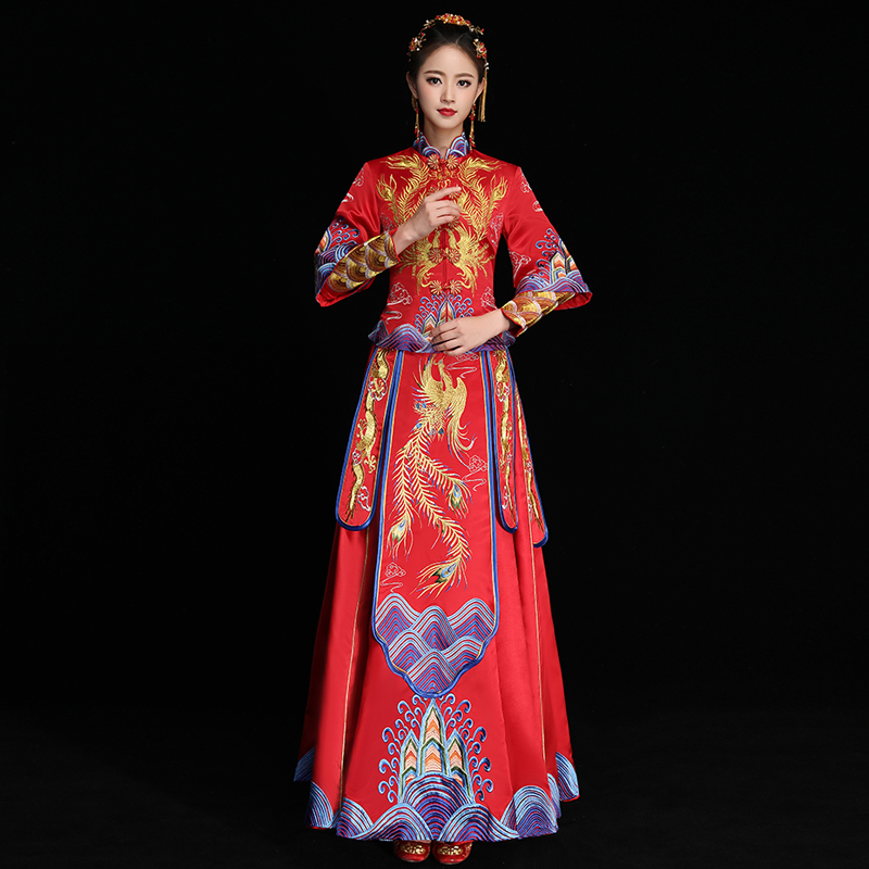 Rental Xiuhe Grandpaner Groom and Bride 2021 New Dragon Tail China Wind Large Blue Couple Show Rental Xiuhe Grandpaner Groom and Bride 2021 New Dragon Tail China Wind Large Blue Couple Show
