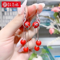 Yushangfu s925 Sterling Silver Phoenix tail earrings anti-lost long earrings tassel wire exaggerated temperament long earrings