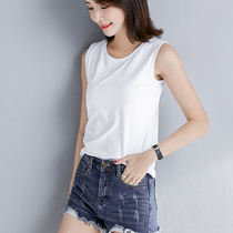 Sleeveless T-shirt women wear loose Korean hip hop sports style short Joker harbor tide white cut-off 2021 New