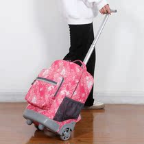 Junior High School 7-8-9 Grade High School Students Single Pull Rod Bag 5-6 Grade Double Shoulder Backpack Leisure Travel Bag