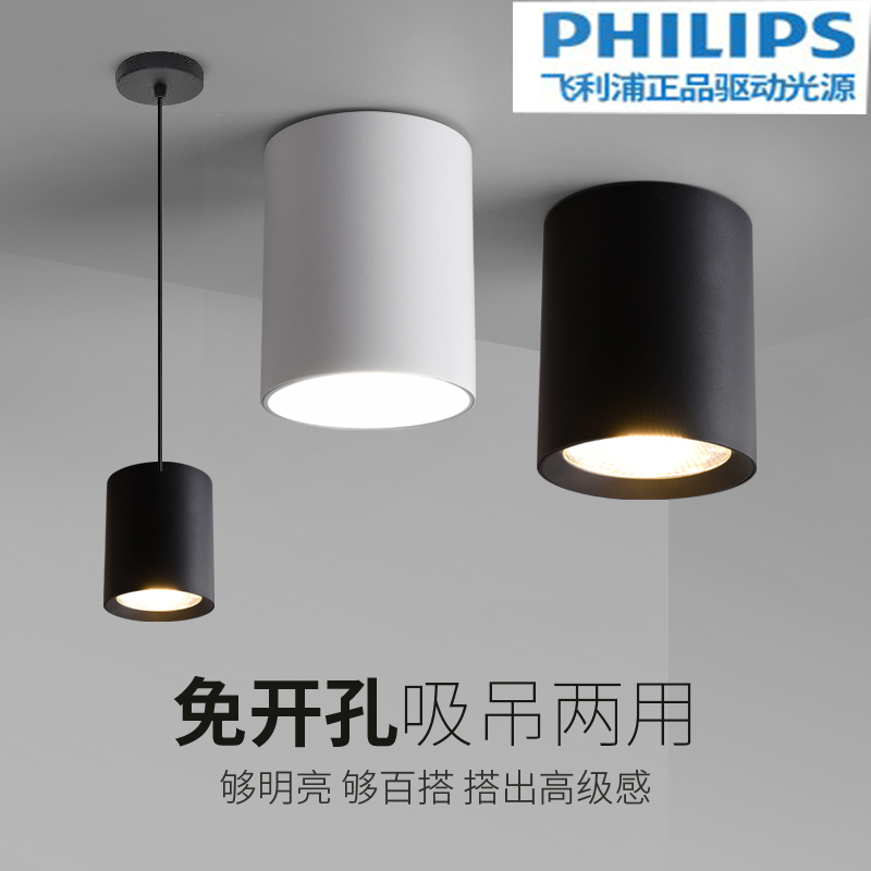 Philips Clear Cylinder Light Cylinder Suction Top Ceiling Ceiling Office Aisle COB Shop No Main Light Hoisting Spotlight