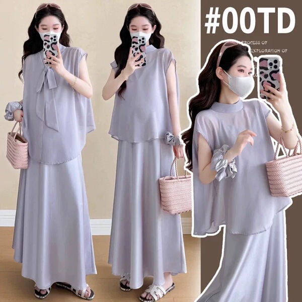 Maternity Summer Dress 2026 New Fashion Set for Pregnant Moms, High-End Style with a Sense of Design, French-Style Long Dress — 3