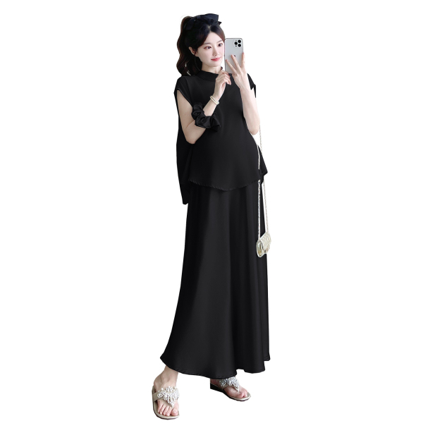 Maternity Summer Dress 2026 New Fashion Set for Pregnant Moms, High-End Style with a Sense of Design, French-Style Long Dress — 5