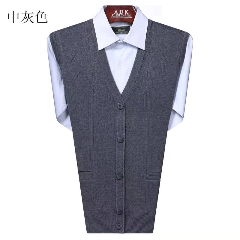 Mùa thu và mùa đông người đàn ông trung niên của len vest nam đan nút vest người đàn ông trung niên cardigan áo len daddy