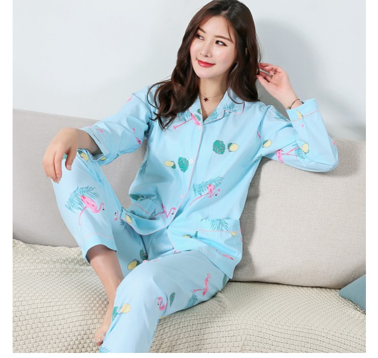 Bộ đồ ngủ cotton mùa xuân và mùa thu dành cho nữ đồ bộ mặc nhà cao cấp