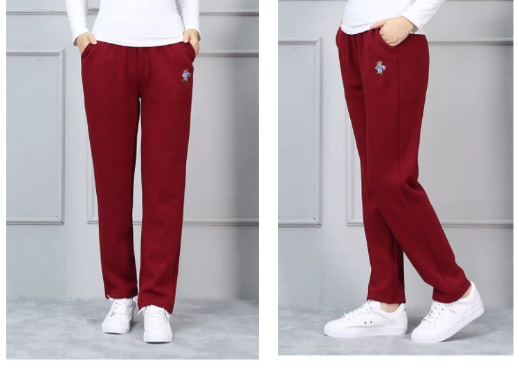 Mùa thu và mùa đông quý cô cotton chân quần thể thao mỏng quần dài mùa xuân và mùa hè mỏng lỏng cộng với nhung không rơi quần nhung quần nữ big size