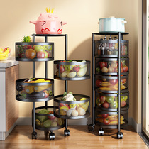 Rotating multi-layer storage rack kitchen special vegetable and fruit storage shelf floor multi-functional locker free of installation