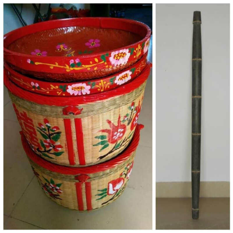 Bamboo Basket Large Number Wedding Dowry Wedding Full Moon Moving Festive Dustpan Bamboo Woven Fabrics Pure Handmade Bamboo Woven Baskets