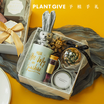  Succulent gift box with hand gift Green plant with hand gift Forest department with hand gift Creative wedding gift Succulent with hand gift set