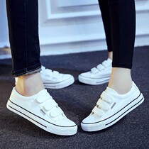 Summer flat single shoes student canvas shoes women breathable Mens cloth shoes youth board shoes couple small white shoes Velcro