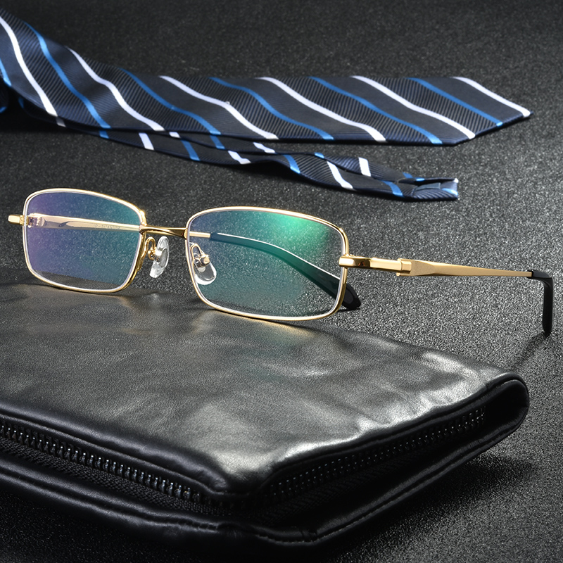 Anti-blue light anti-radiation glasses men's finished frame with myopia astigmatism business ultra-light pure titanium discoloration eye protection eyes