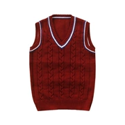 Áo len bé trai mặc vest bé trai cotton đan vest mùa xuân và mùa thu học sinh len đồng phục học sinh đại học gió