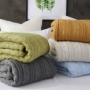 Cộng với dày nhung rắn màu đan chăn mền chăn Bắc Âu Mỹ mùa thu và mùa đông giải trí sofa văn phòng nap chăn - Ném / Chăn mền nỉ nhung