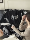 Трикотажное одеяло, ретро черный диван для гостиной для сна