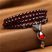 Natural wine red garnet bracelet female multi-circle multi-layer 108 crystal bracelet Beed handstring