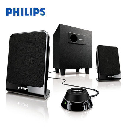Philips SPA1312 Home Speaker Computer 2 1-Line Small Speaker Wooden Ultra Weight Subwoofer Bench Influence