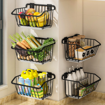 Kitchen vegetable rack wall-mounted non-perforated vegetable rack fruit household wall storage basket vegetable basket fruit basket