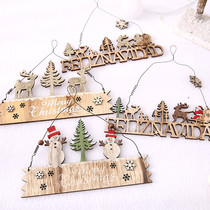 Christmas Nordic ins Wind hanging ornaments wooden house Garland pendant elk Christmas tree plate indoor scene props