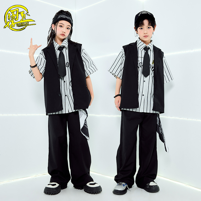 Children's Hip-Hop Clothing for Boys and Girls, Cool and Stylish Suits, Vests, Locking Mechanical Dance Performance Costumes, Jazz Dance Catwalk Costumes Children's Hip-Hop Clothing for Boys and Girls, Cool and Stylish Suits, Vests, Locking Mechanical Dance Performance Costumes, Jazz Dance Catwalk Costumes