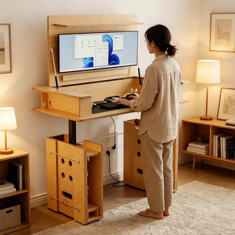 Ocean Board Multifunctional Flip-Top Adjustable Electric Lift Table Student Desk Office Designer Gaming Computer Desk