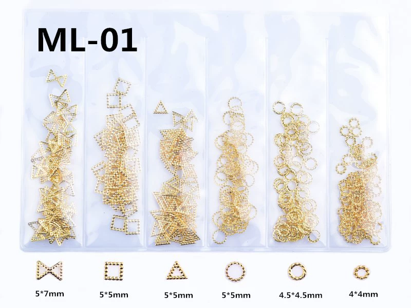 Phụ kiện nghệ thuật làm móng Nail Art Hollow Metal Patch Ocean Wind Diamond Alloy Feather Shell Star Moon Bag Gold and Silver Patch - Vòng đeo tay Cuff