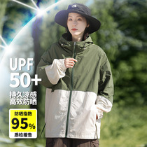 Trendy brand light and thin three-proof technology sun protection clothing 2024 spring and summer skin clothing outdoor sports hooded loose jacket for men and women