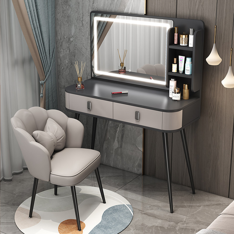 Light and luxurious dresser Bedroom modern minimalist net red mirror Cosmetic Table Small Bedside Containing Cabinet Desk Subintegral-Taobao