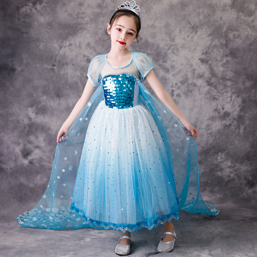 Ice và La Chí Tường tím dress tím dress Tuyết kỳ quặc ăn mặc Cô gái Sophia Thực hiện dài tóc công chúa váy trẻ em