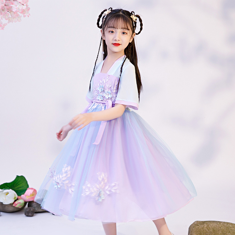 Đầm voan 2020 Summer cô gái mới váy cô gái ngắn tay áo trẻ em váy siêu fairy dress trẻ em