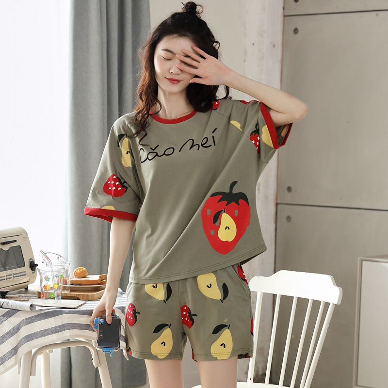 Pajama sinh viên bông nữ mùa hè 2020 xu hướng thời trang mới ins mỏng dễ thương Hàn Quốc phiên bản của quần áo nhà hai mảnh bộ