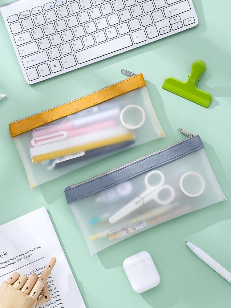 Korea transparent pencil bag Large capacity storage bag Junior high school students high school students simple stationery bag Girl heart Japanese ins tide large pencil bag Female high Yan value pencil box Male primary school students net red pencil bag