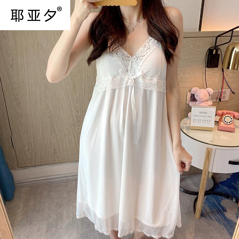 Cung điện lụa cổ tích Công chúa Nhật Bản đồ ngủ gió ren dễ thương địu mùa hè váy ngủ nữ mỏng siêu váy sexy - Đêm đầm