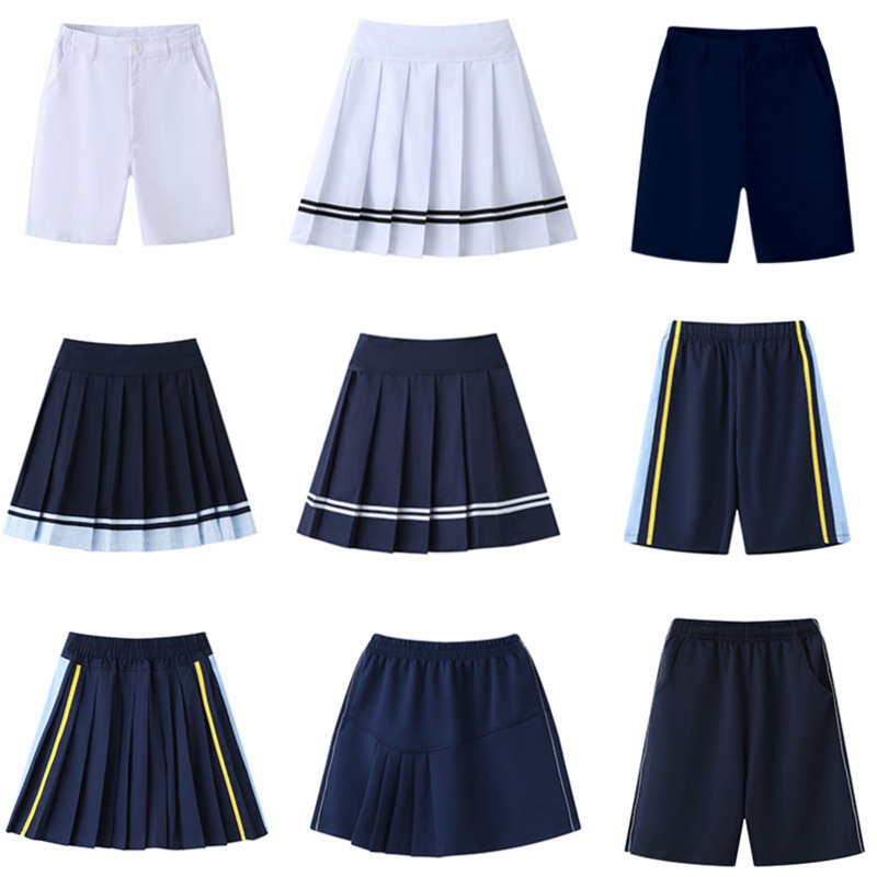 White Shorts, Mid-Length Pants, School Uniform Skirts for Junior High, High School, and Elementary School Students, Thin Summer Shorts for Boys and Girls, Class Uniforms, School Pants