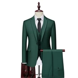 Мужской зеленый комплект, пиджак классического кроя, модное трендовое платье, в корейском стиле, 3 предмета