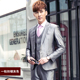 Nam Suit Suit Hàn Quốc Trim Suit Suit cưới Bridesmaid Sydals nam Suit Grey Casual