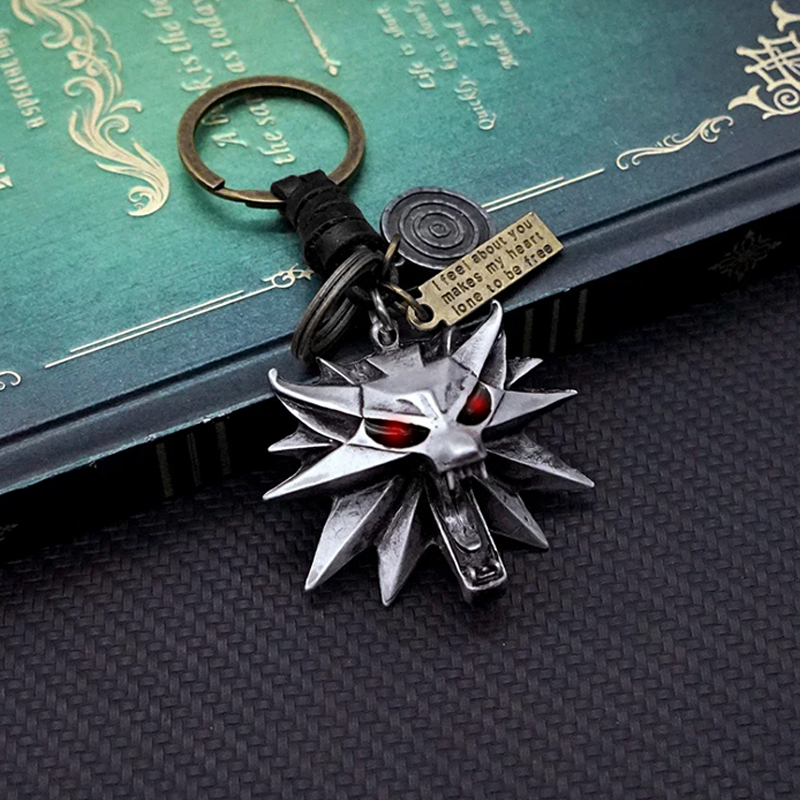 The Witcher 3 Wild Hunt Keychain Wolf Head Yennefer Pentagram Pendant Leather Woven Backpack Car Keychain