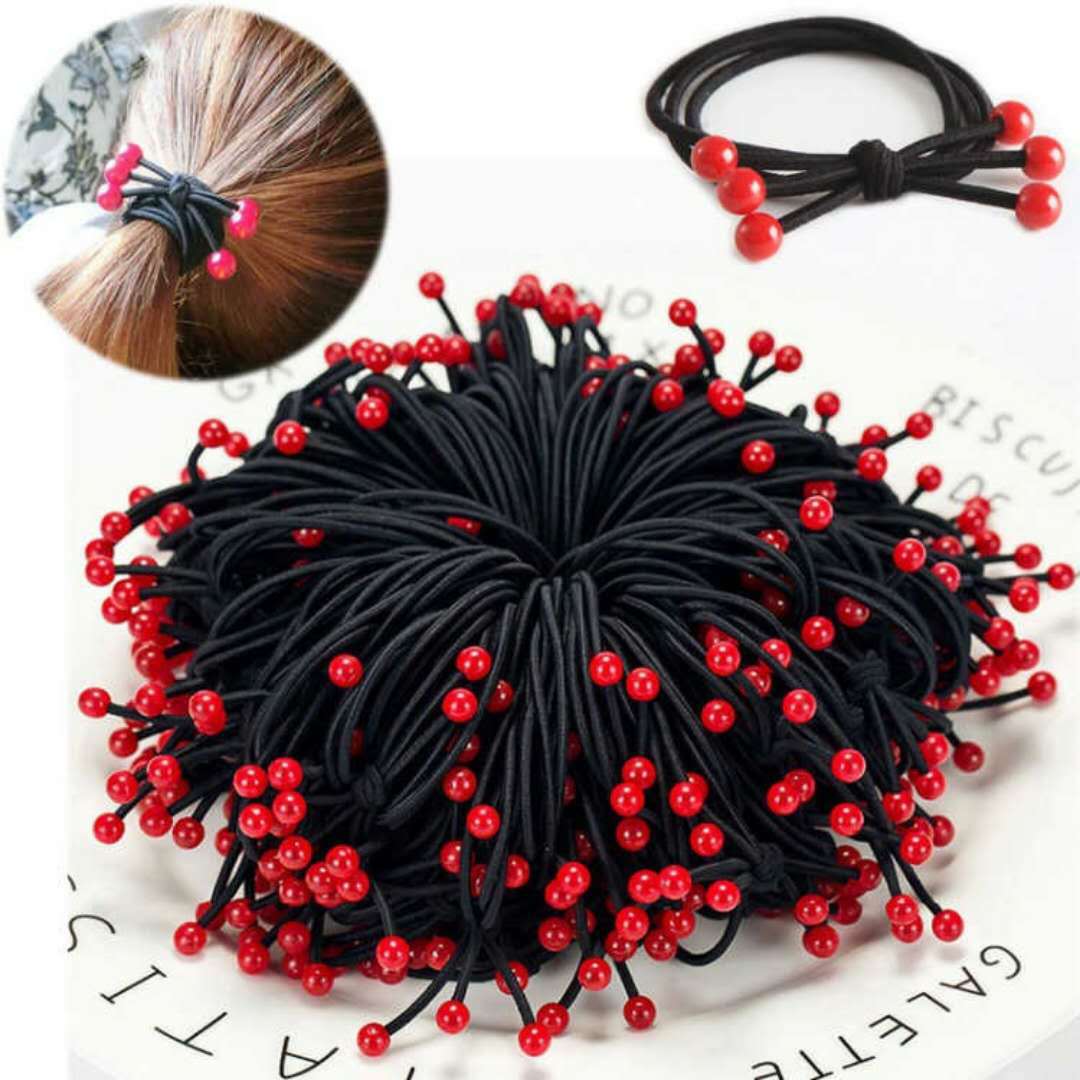 Korean version of the red bean hair ring high elastic three-line knotted black rubber band girls all-match hair accessories hair ring hair ring